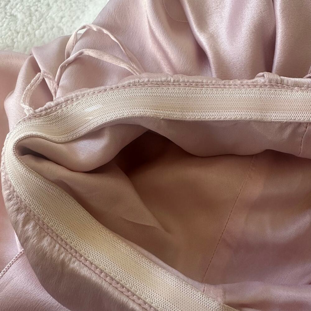 Renato Nucci Paris 100% Silk Blush Ruffle Slip Dress Midi Elegant French Design - Picture 10 of 13